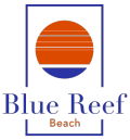 Logo of Blue Reef Beach with round orange circle